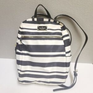 Kate Spade New York Nylon Small Backpack Black White Stripe